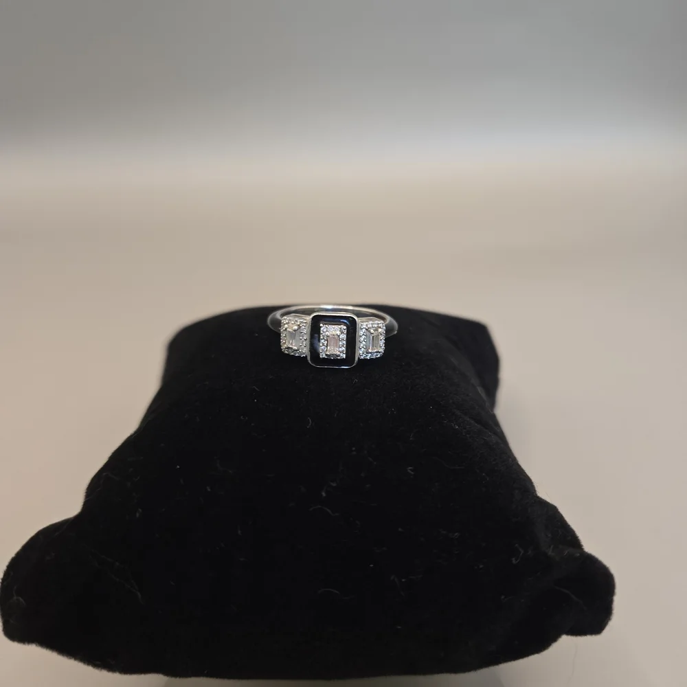Limited Time Women's Sterling Silver and Black Ring - Picture 3 of 3